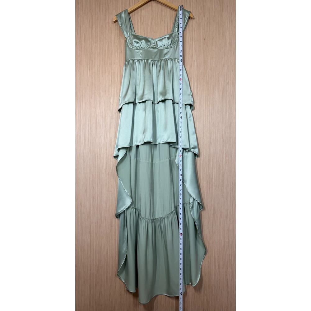 WeWoreWhat Sage Green Satin High-Low Maxi Dress - Picture 10 of 15